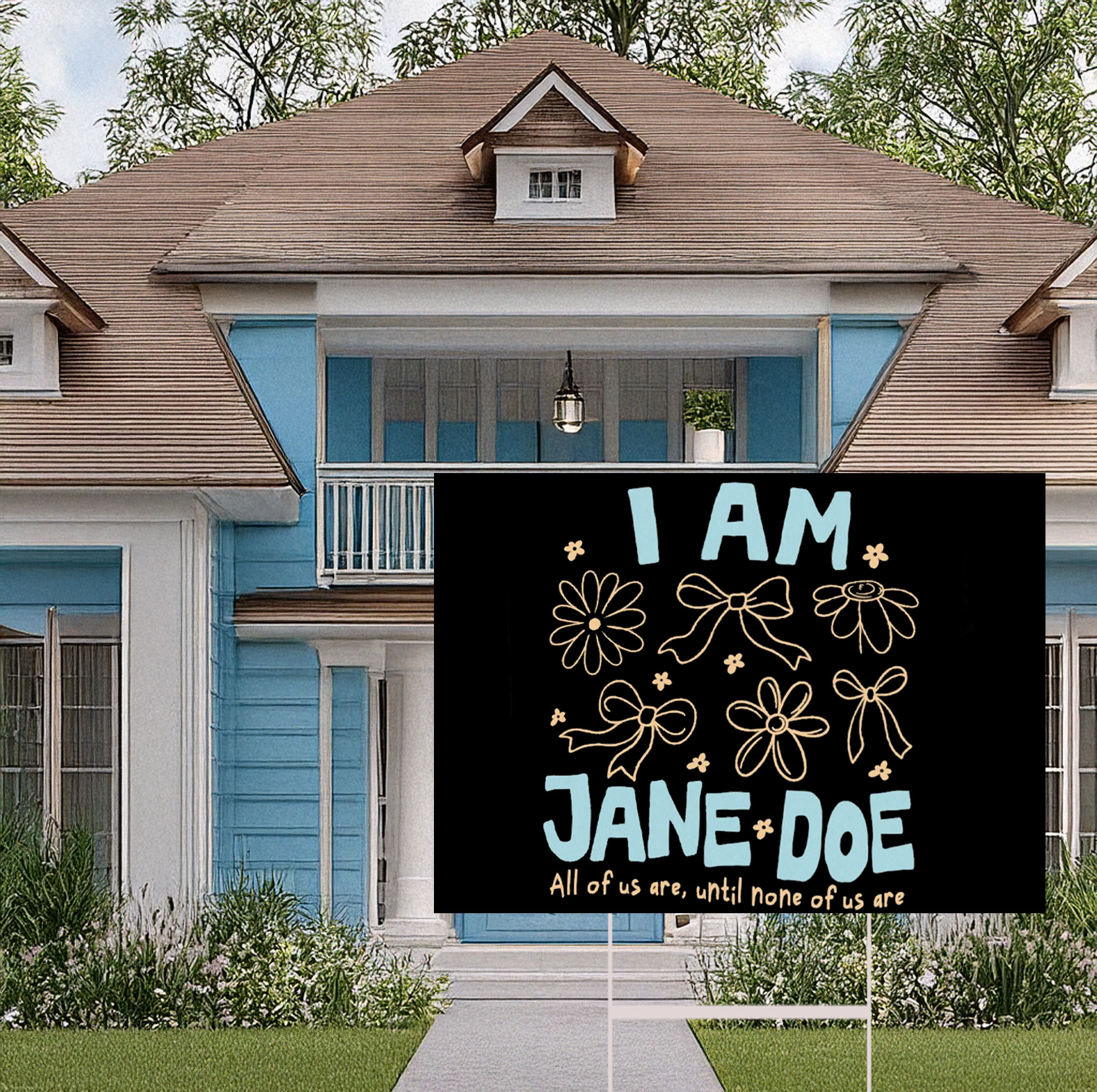 I Am Jane Doe Floral Feminist Graphic Yard Sign