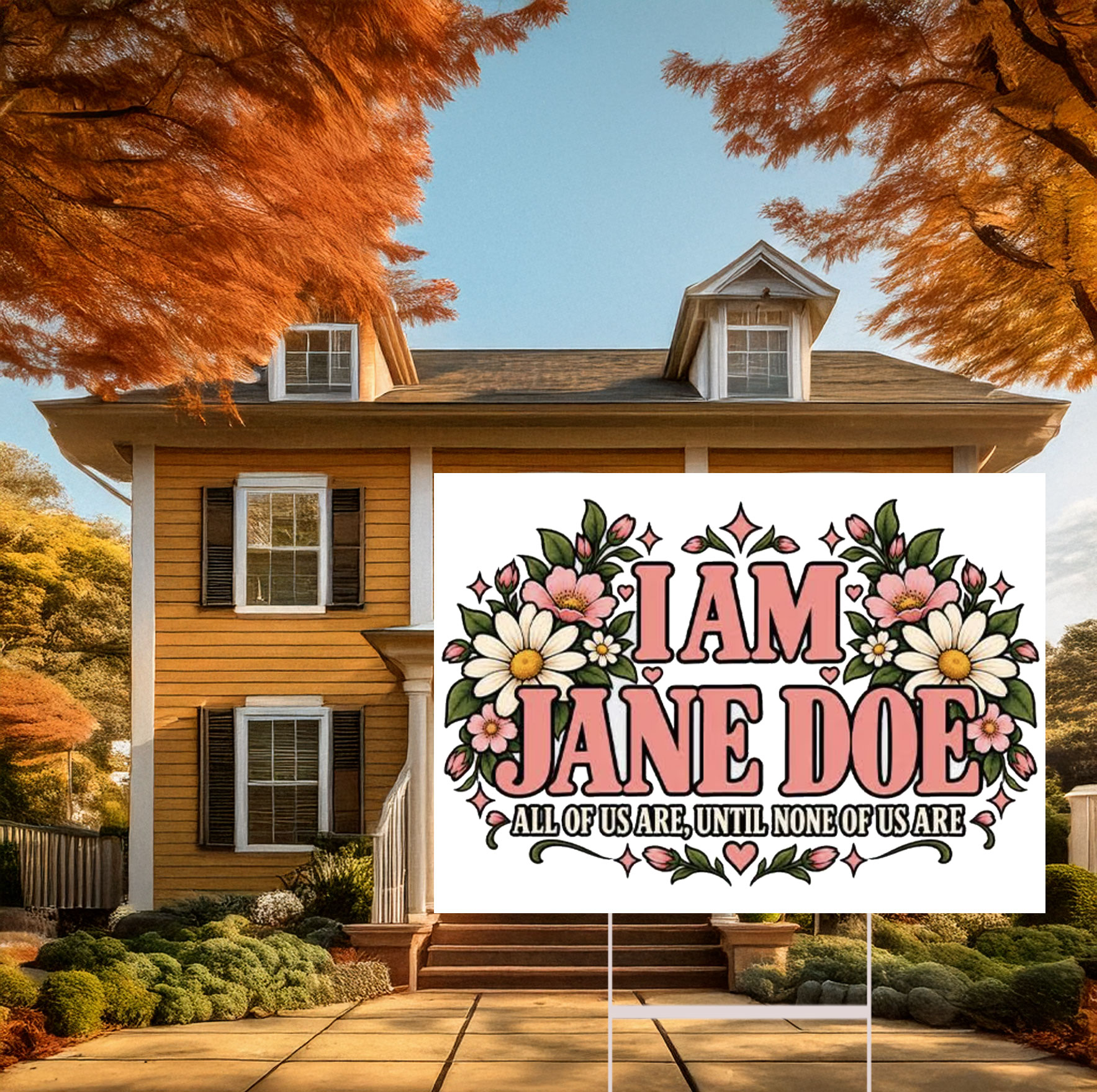 I Am Jane Doe Floral Women Support Yard Sign