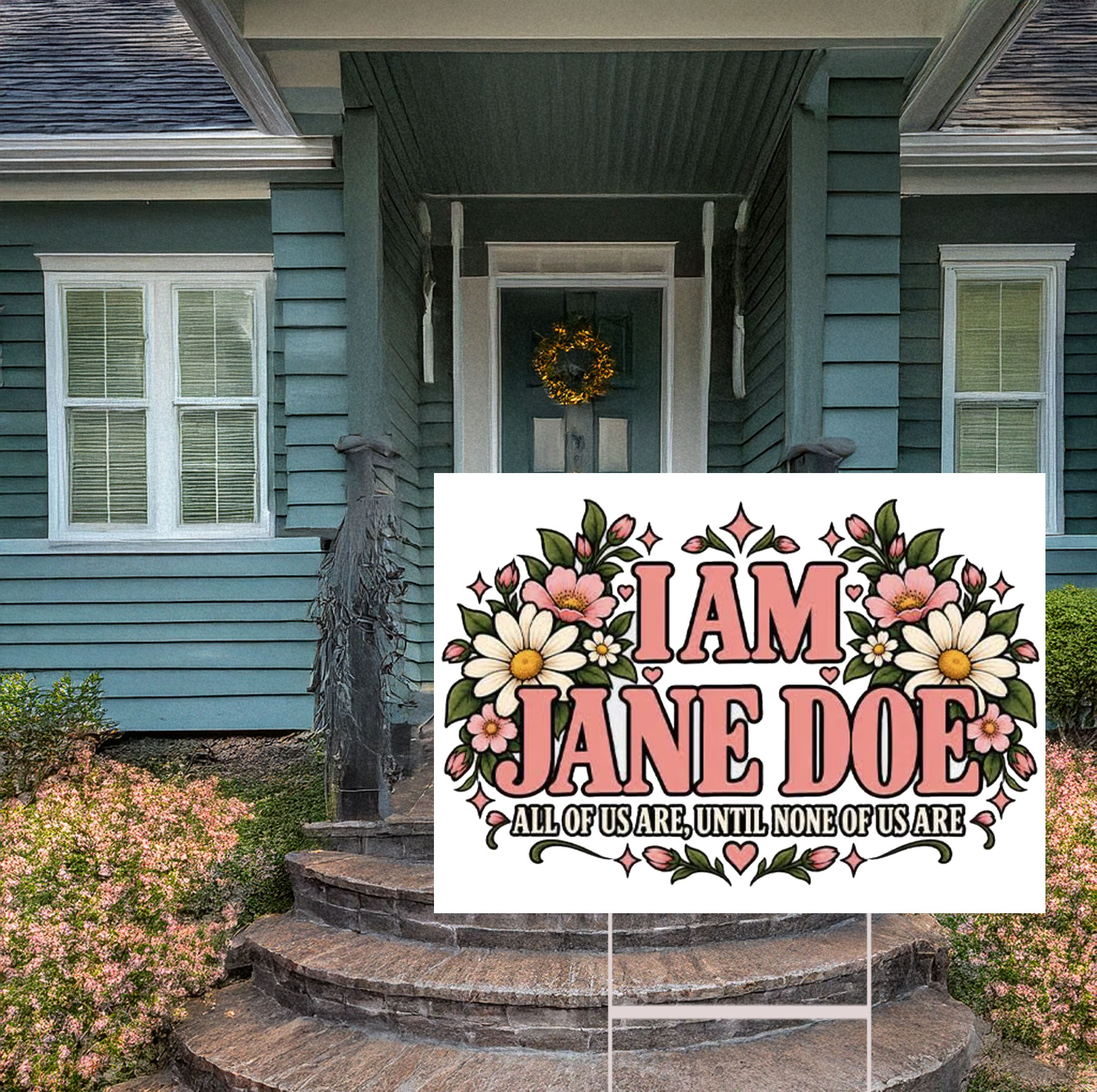 I Am Jane Doe Floral Women Support Yard Sign