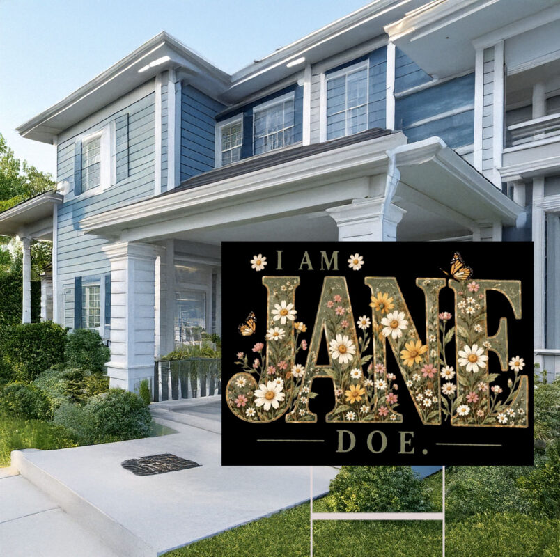 I Am Jane Doe Protect Survivors Yard Sign
