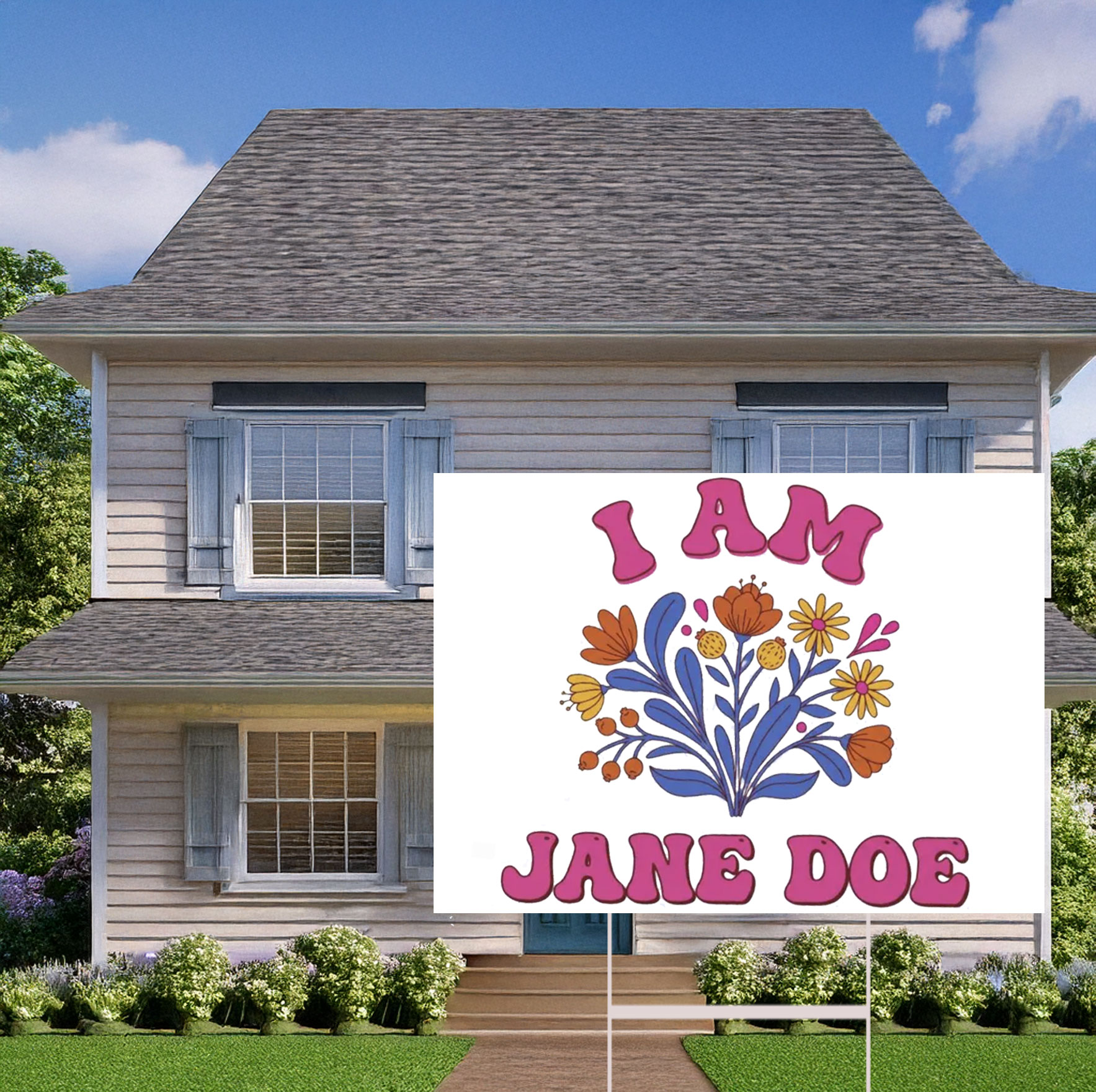 I Am Jane Doe Retro Floral Feminist Yard Sign