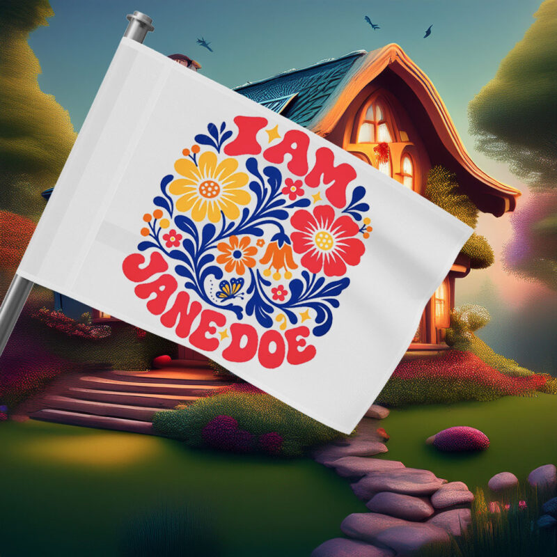 I Am Jane Doe Retro Floral Graphic Flag